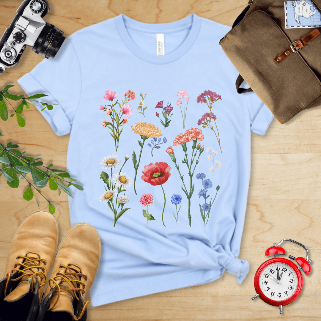 Printify T-Shirt Baby Blue / S Wild Flowers Shirt