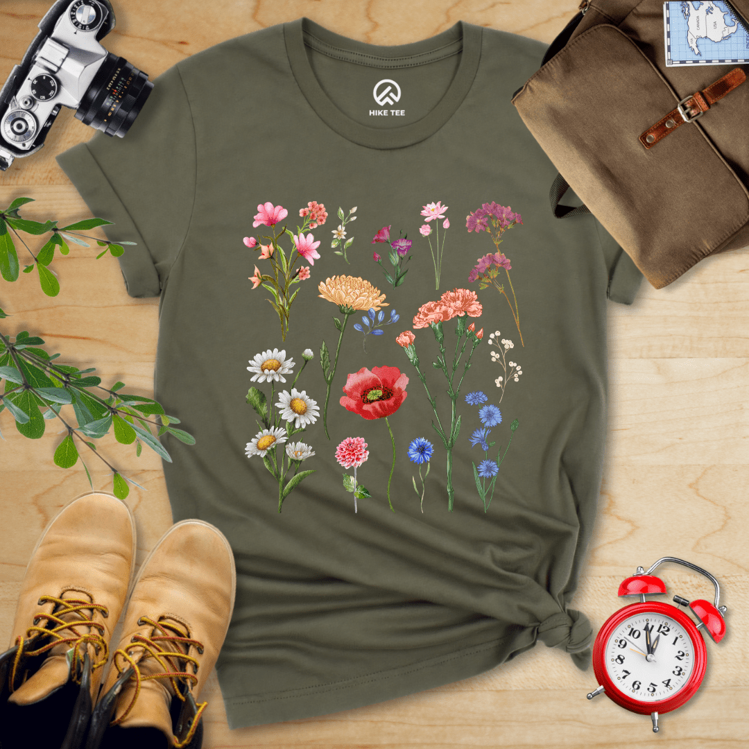 Hike Tee T-Shirt Military Green / S Wild Flowers Shirt