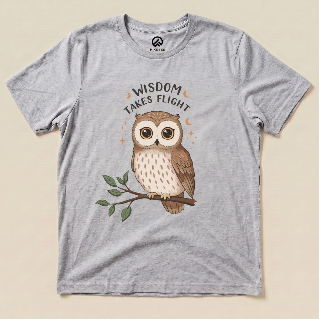 Wisdom Takes Flight Owl Shirt Printify T-Shirt Athletic Heather / S
