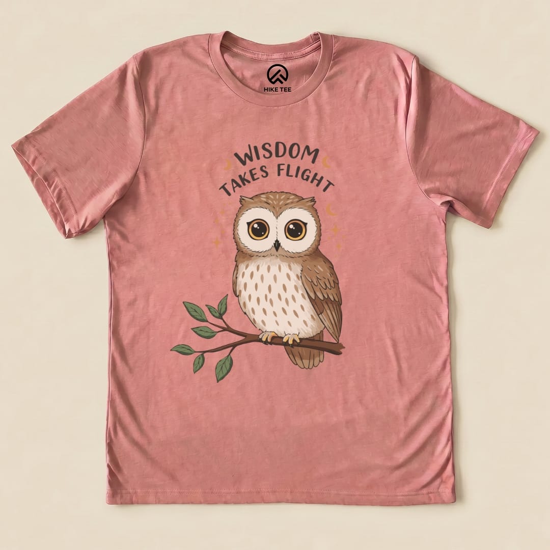 Wisdom Takes Flight Owl Shirt Printify T-Shirt Heather Mauve / S