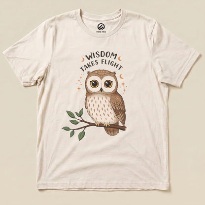 Wisdom Takes Flight Owl Shirt Printify T-Shirt Natural / S