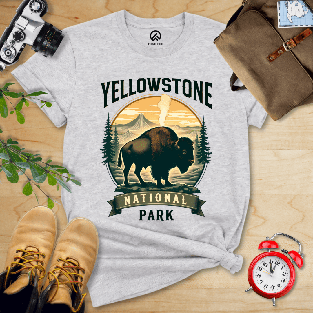 Hike Tee T-Shirt Athletic Heather / S Yellowstone Bison Shirt