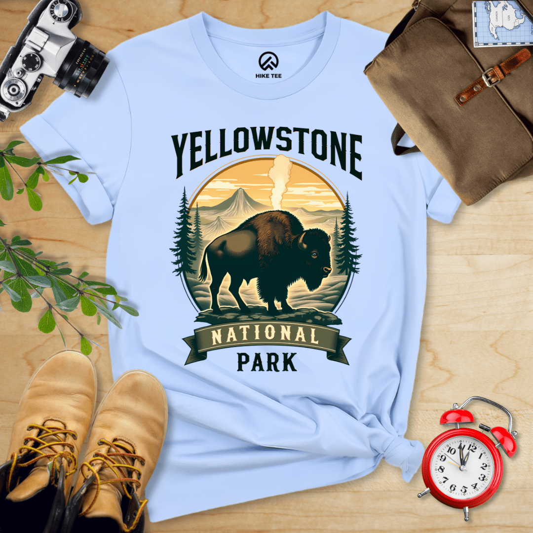Hike Tee T-Shirt Baby Blue / S Yellowstone Bison Shirt