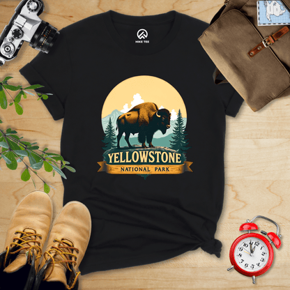 Hike Tee T-Shirt Black / S Yellowstone Bison Shirt