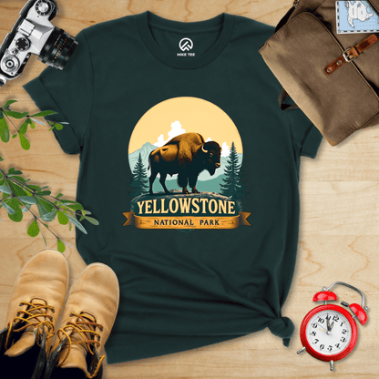 Hike Tee T-Shirt Forest / S Yellowstone Bison Shirt