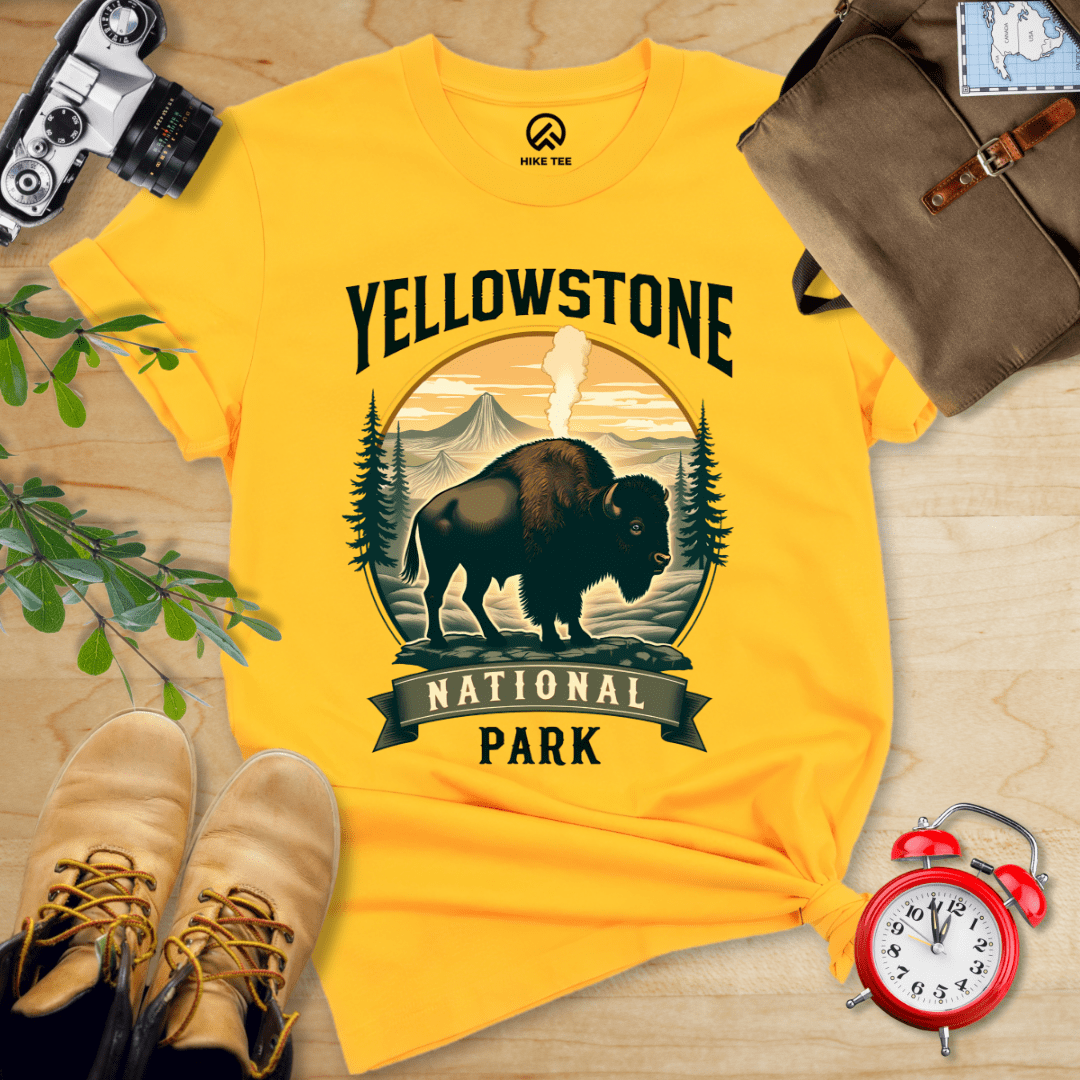 Hike Tee T-Shirt Gold / S Yellowstone Bison Shirt