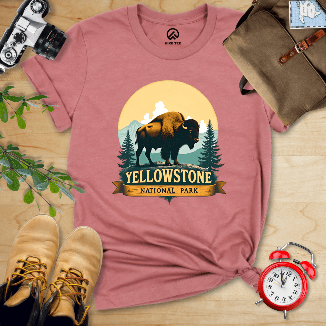 Hike Tee T-Shirt Heather Mauve / S Yellowstone Bison Shirt