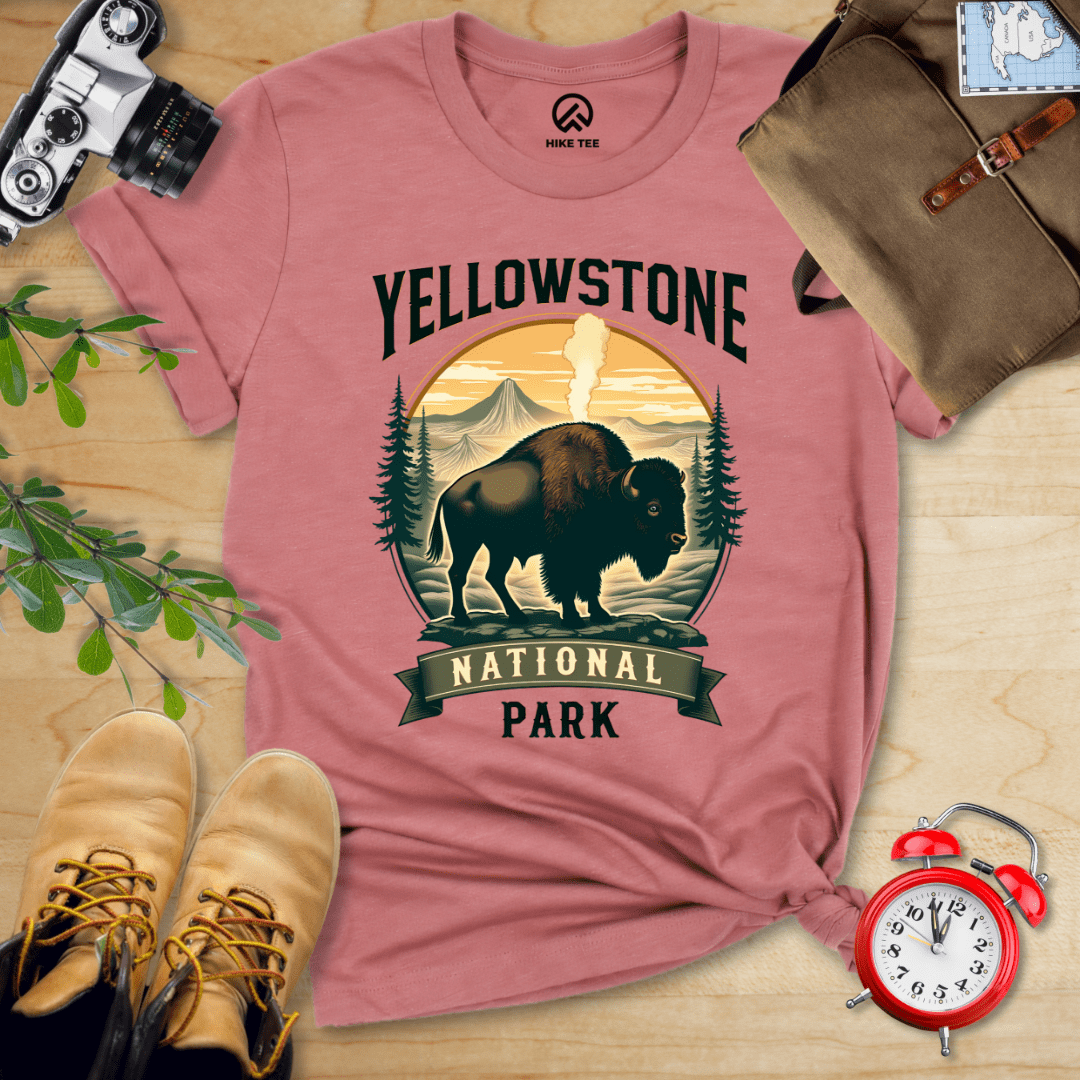 Hike Tee T-Shirt Heather Mauve / S Yellowstone Bison Shirt