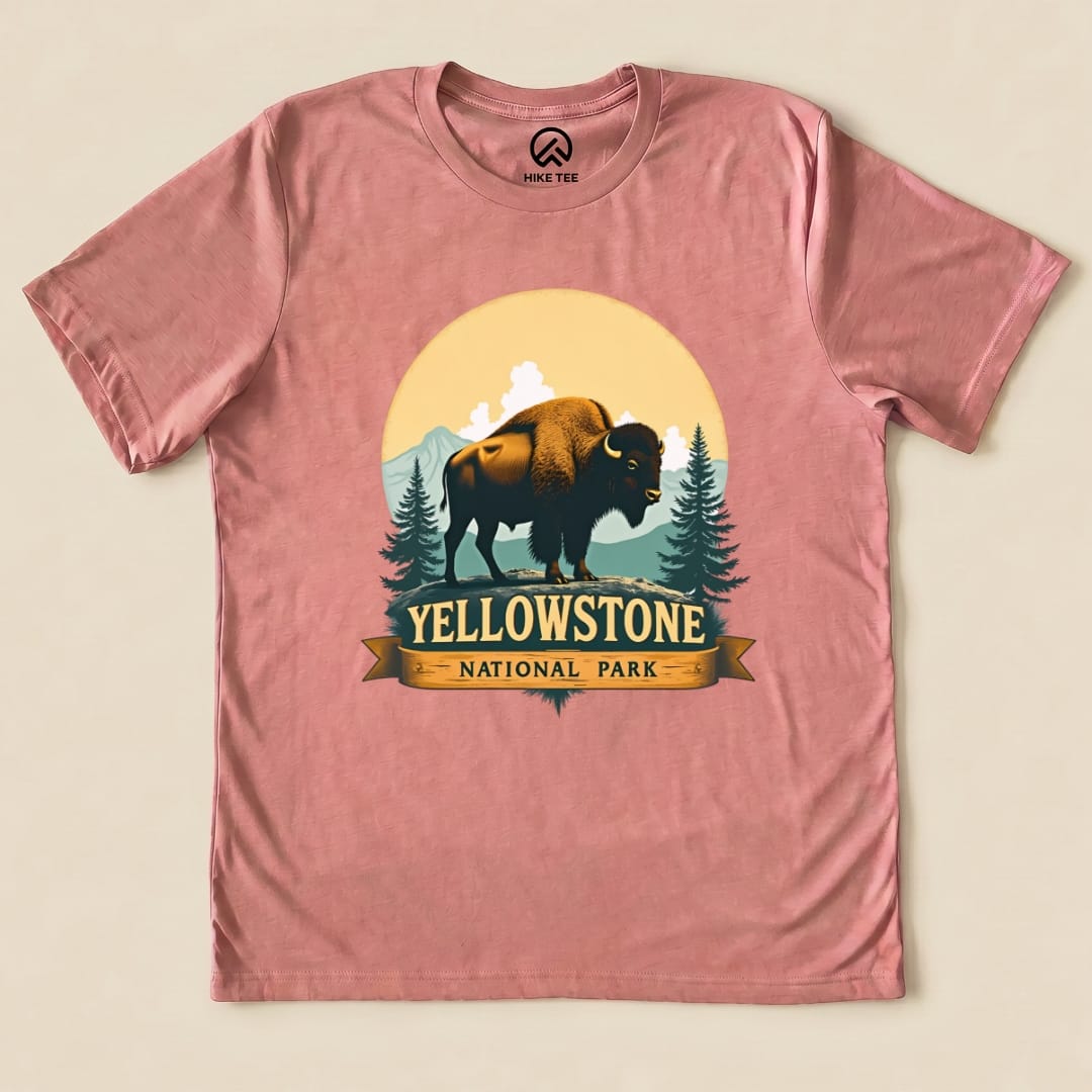 Yellowstone Bison Shirt Hike Tee T-Shirt Heather Mauve / S