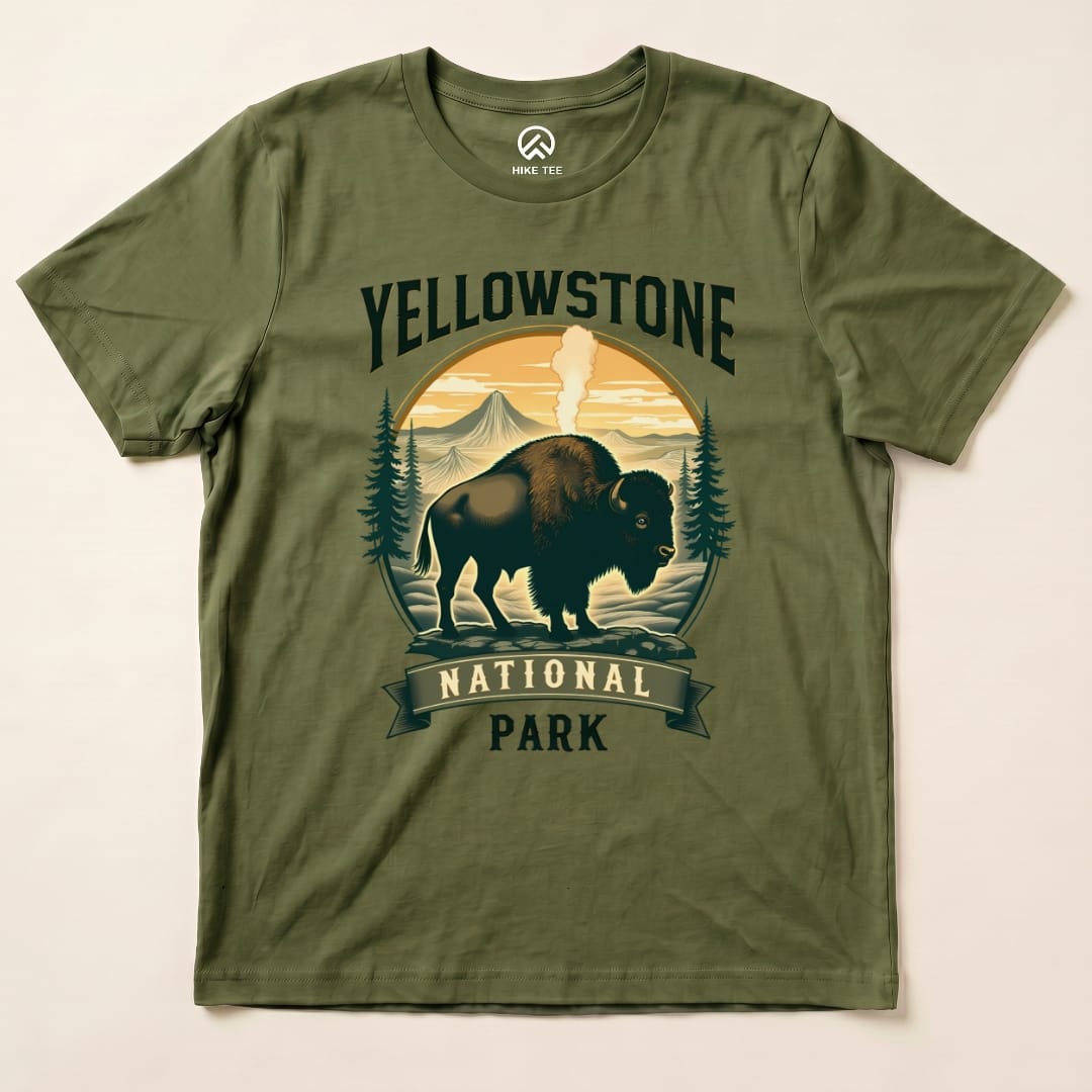 Hike Tee T-Shirt Military Green / S Yellowstone Bison Shirt