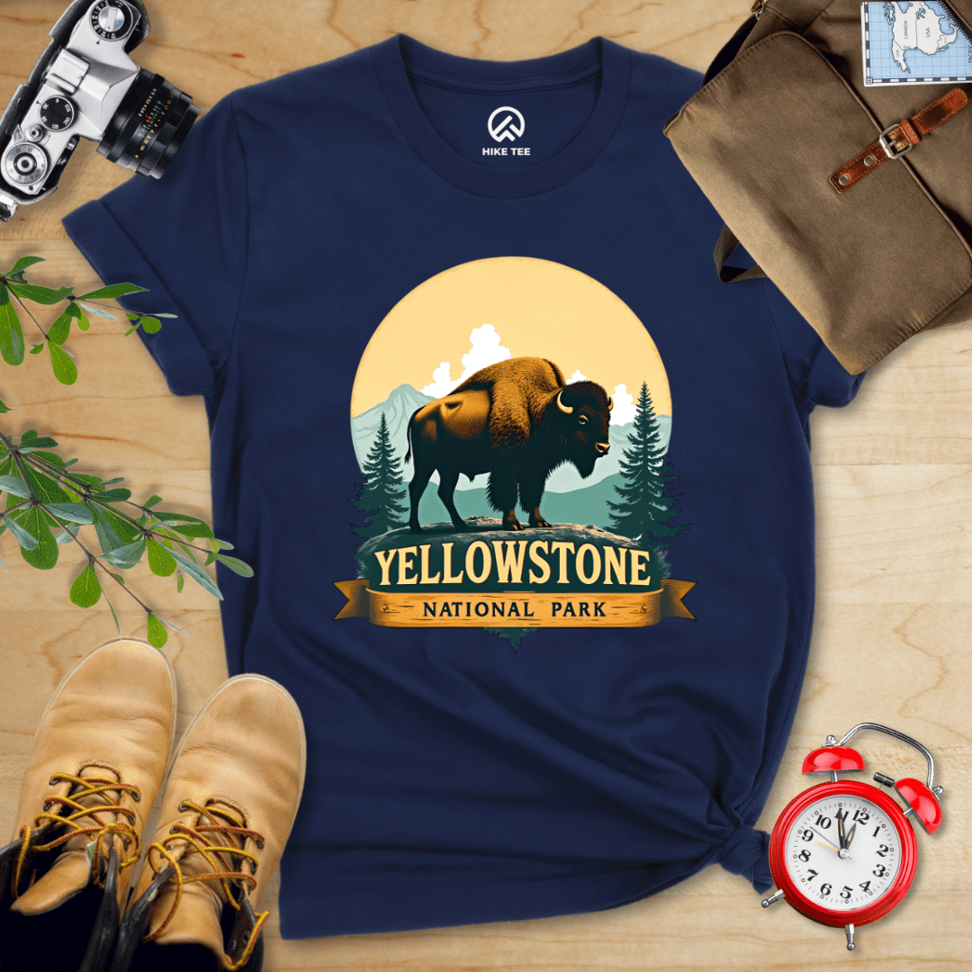 Hike Tee T-Shirt Navy / S Yellowstone Bison Shirt