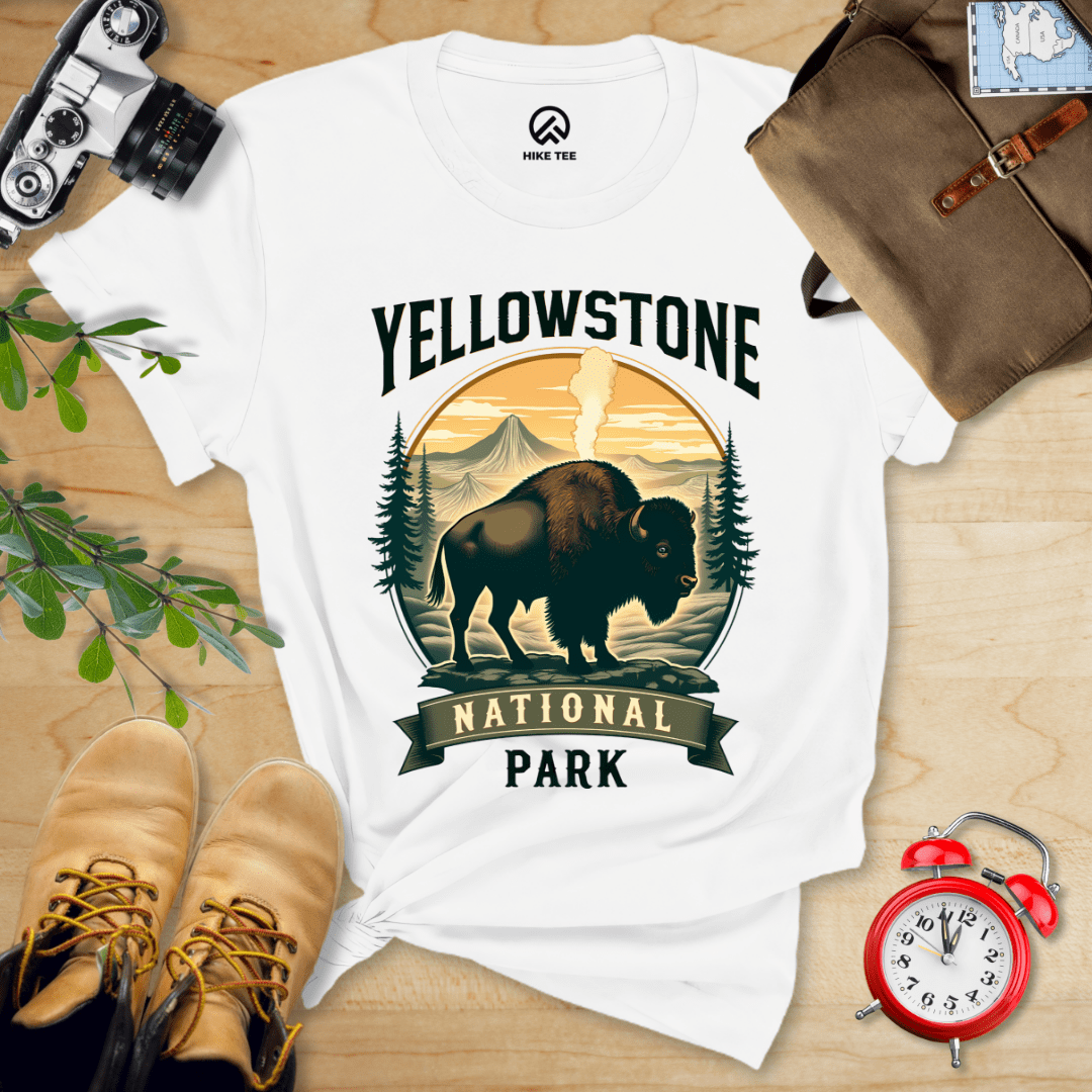 Hike Tee T-Shirt White / S Yellowstone Bison Shirt