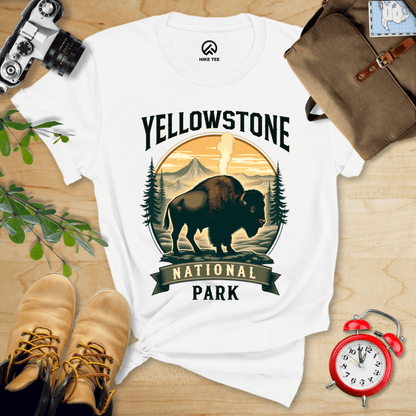 Hike Tee T-Shirt White / S Yellowstone Bison Shirt