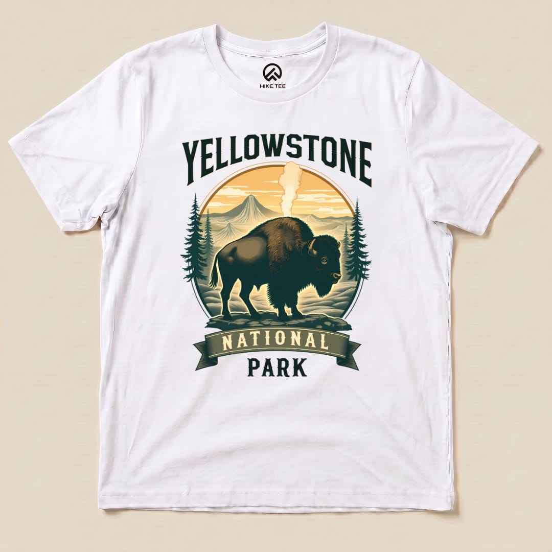 Hike Tee T-Shirt White / S Yellowstone Bison Shirt