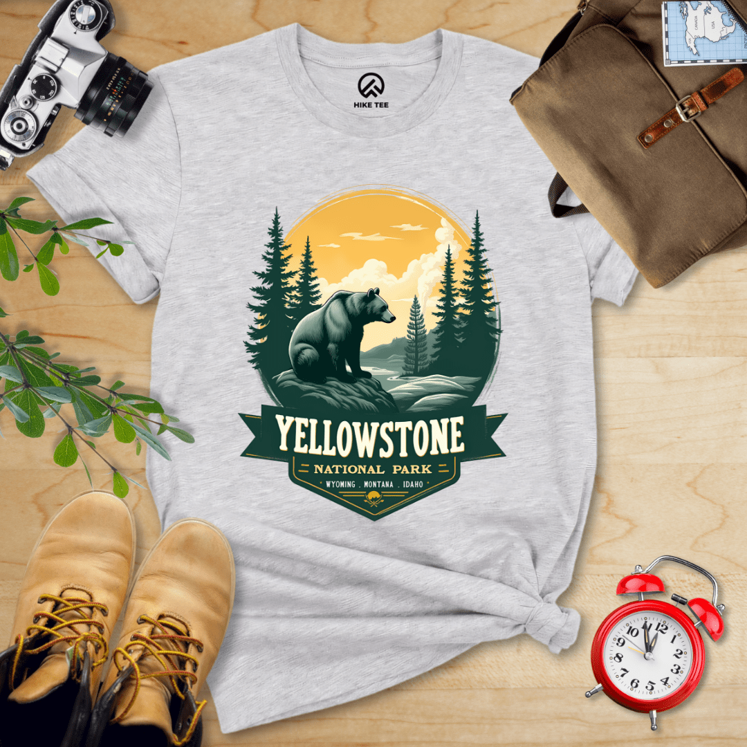 Hike Tee T-Shirt Athletic Heather / S Yellowstone Grizzly Bear Shirt