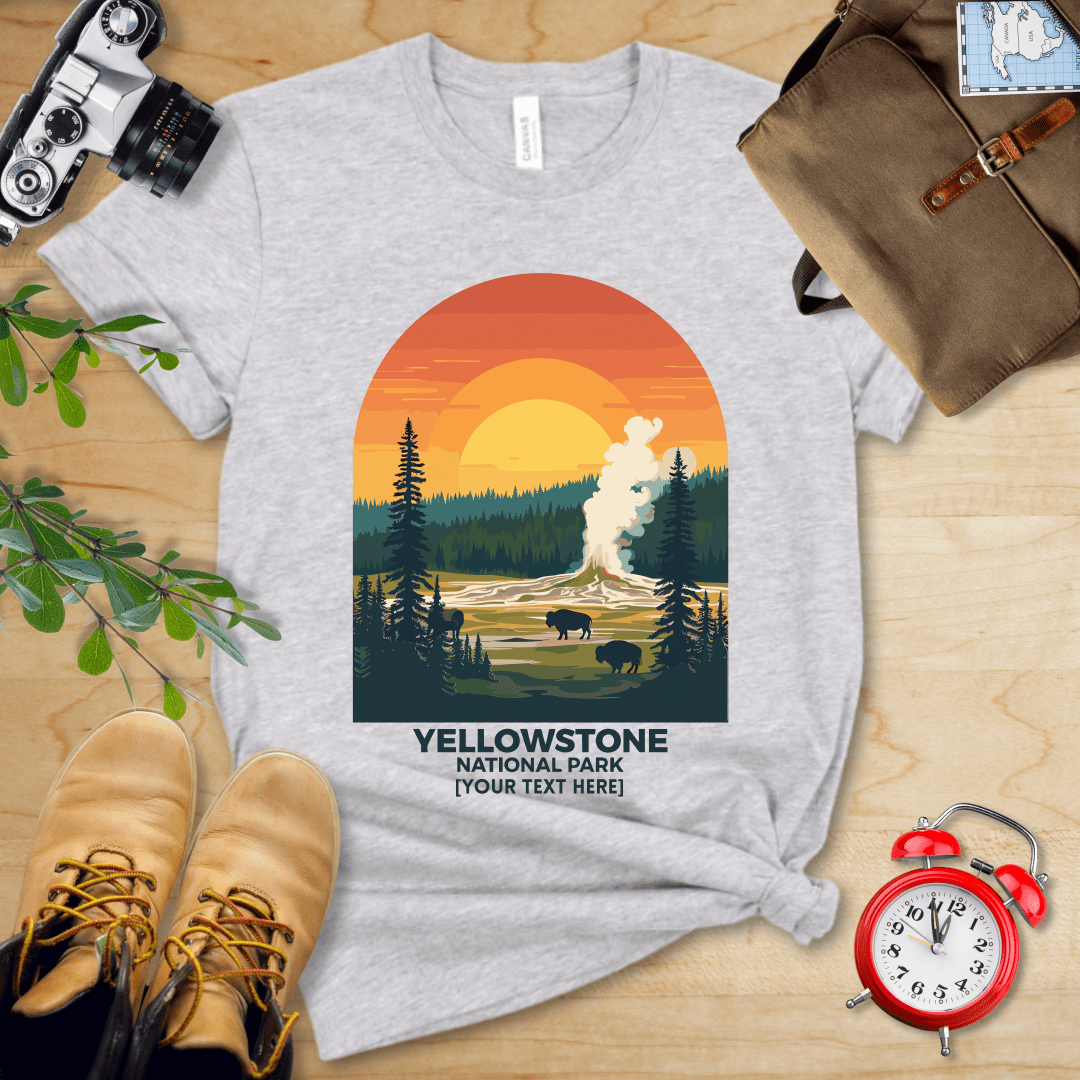 AnywherePOD T-Shirt Athletic Heather / S Yellowstone National Park Shirt + Personalization