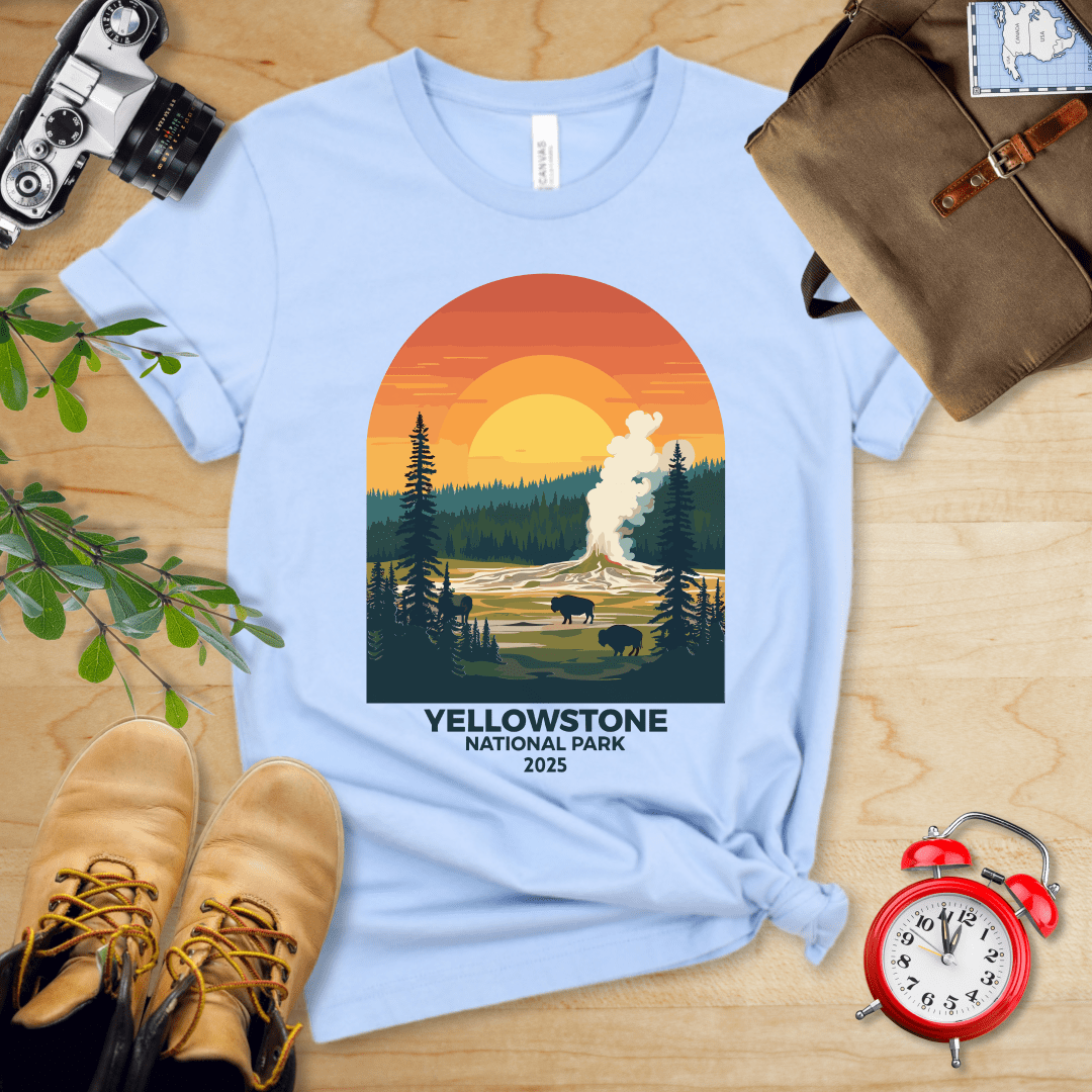 AnywherePOD T-Shirt Baby Blue / S Yellowstone National Park Shirt + Personalization