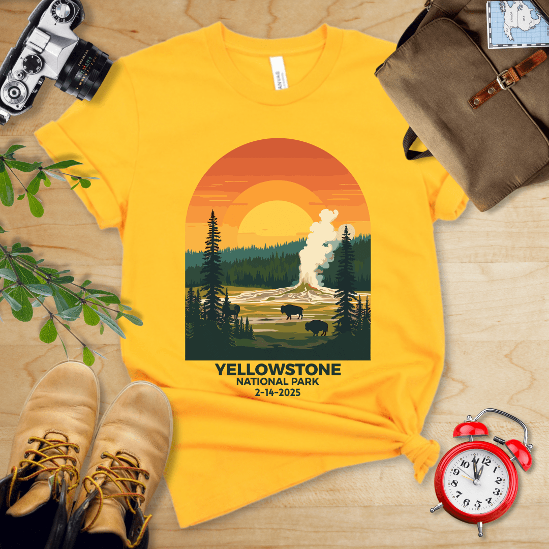 AnywherePOD T-Shirt Gold / S Yellowstone National Park Shirt + Personalization