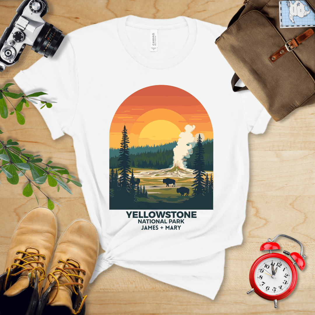 AnywherePOD T-Shirt White / S Yellowstone National Park Shirt + Personalization