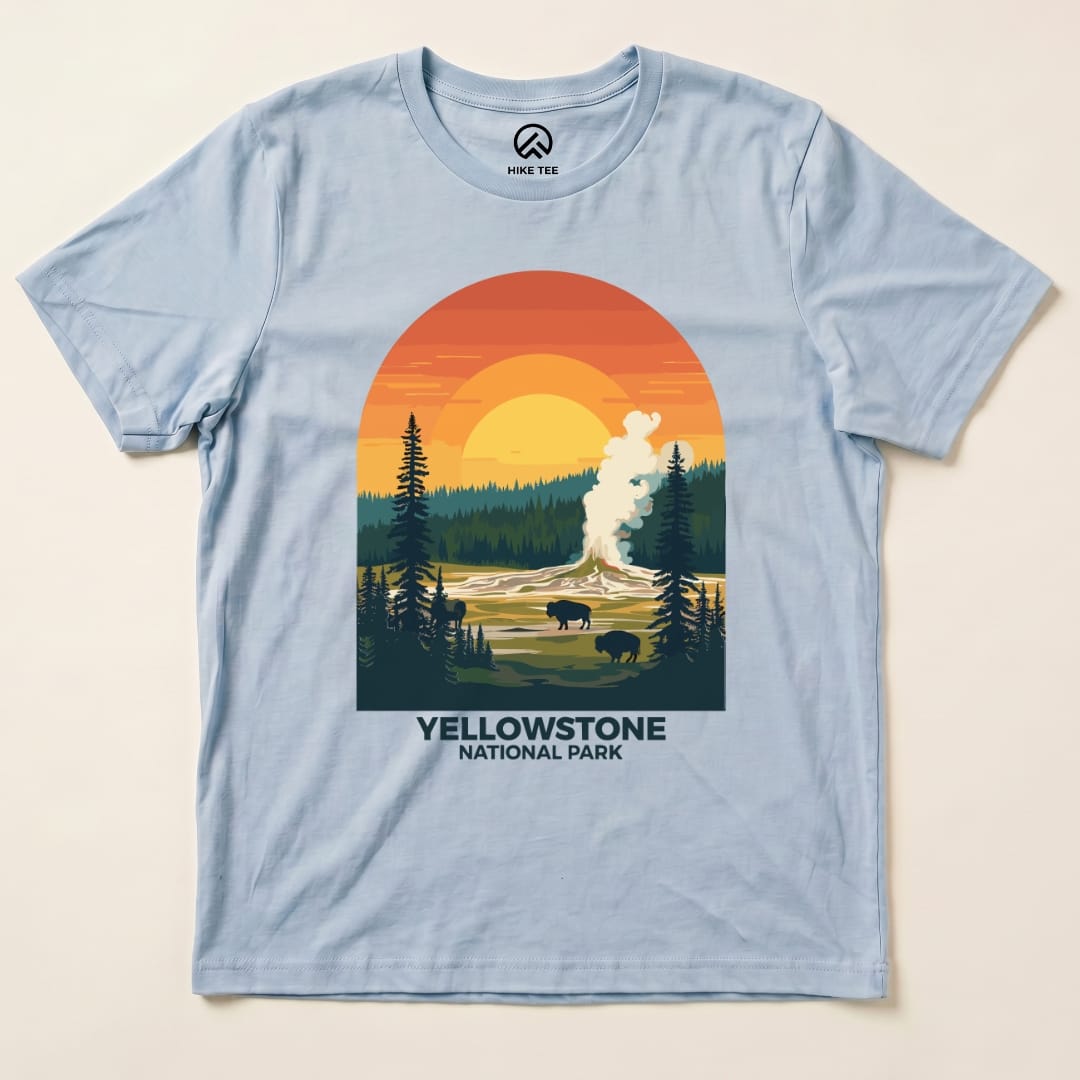 Hike Tee T-Shirt Baby Blue / S Yellowstone National Park Shirt