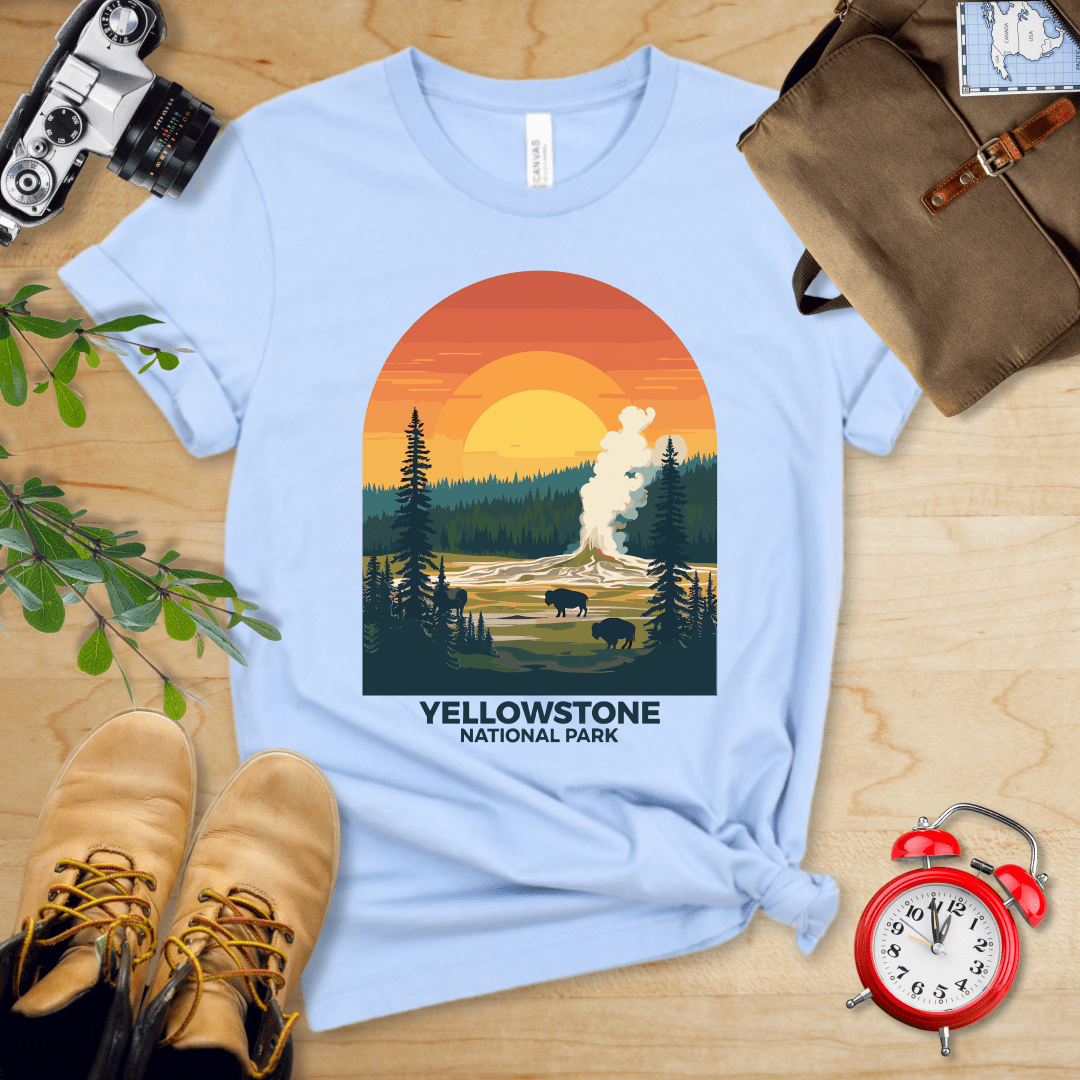 Hike Tee T-Shirt Baby Blue / S Yellowstone National Park Shirt