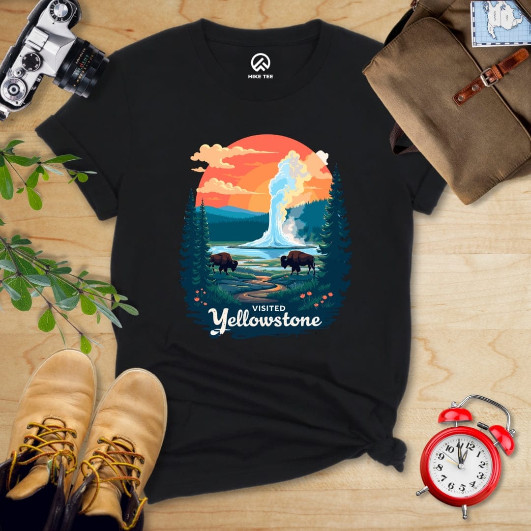 Hike Tee T-Shirt Black / S Yellowstone National Park Shirt