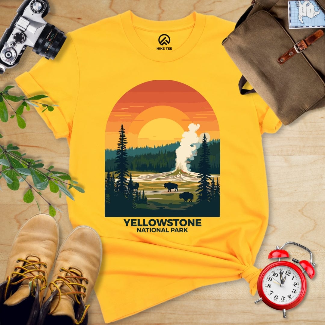 Hike Tee T-Shirt Gold / S Yellowstone National Park Shirt