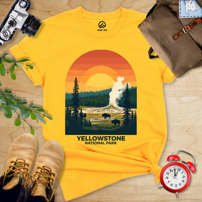 Hike Tee T-Shirt Gold / S Yellowstone National Park Shirt