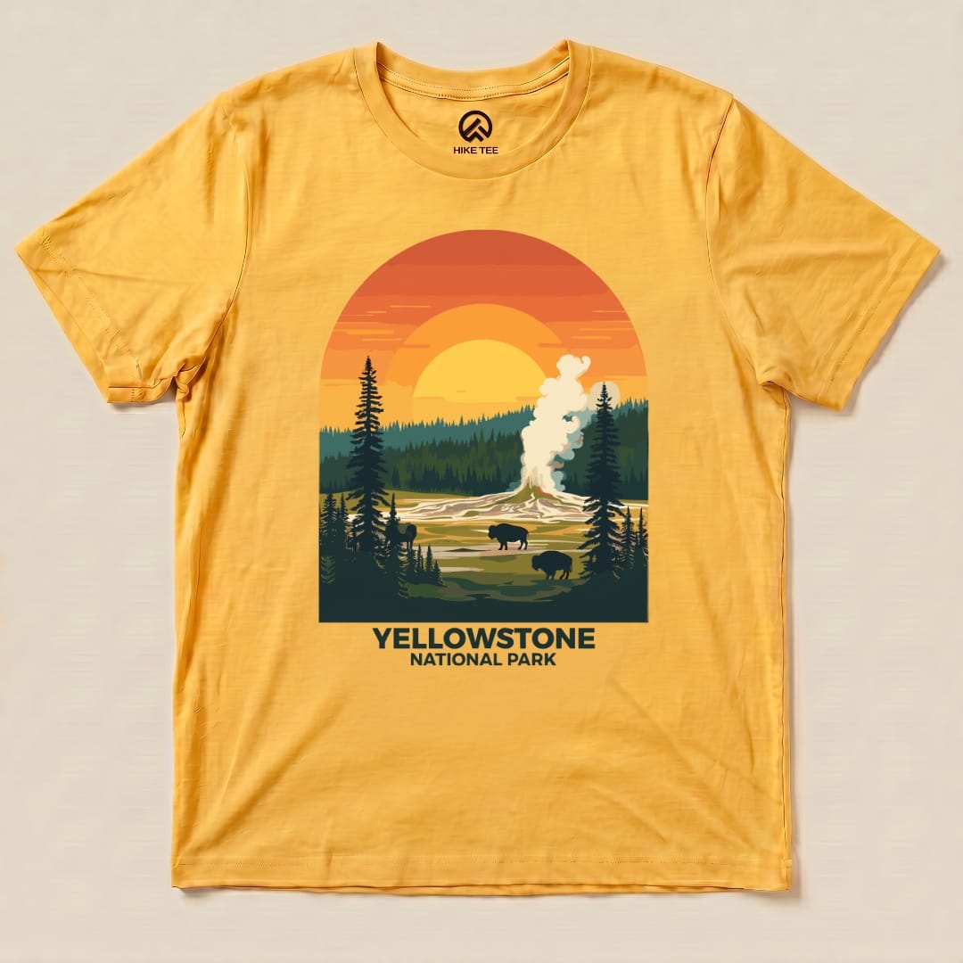 Hike Tee T-Shirt Gold / S Yellowstone National Park Shirt