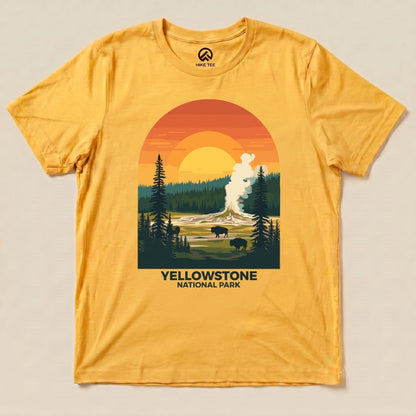 Hike Tee T-Shirt Gold / S Yellowstone National Park Shirt
