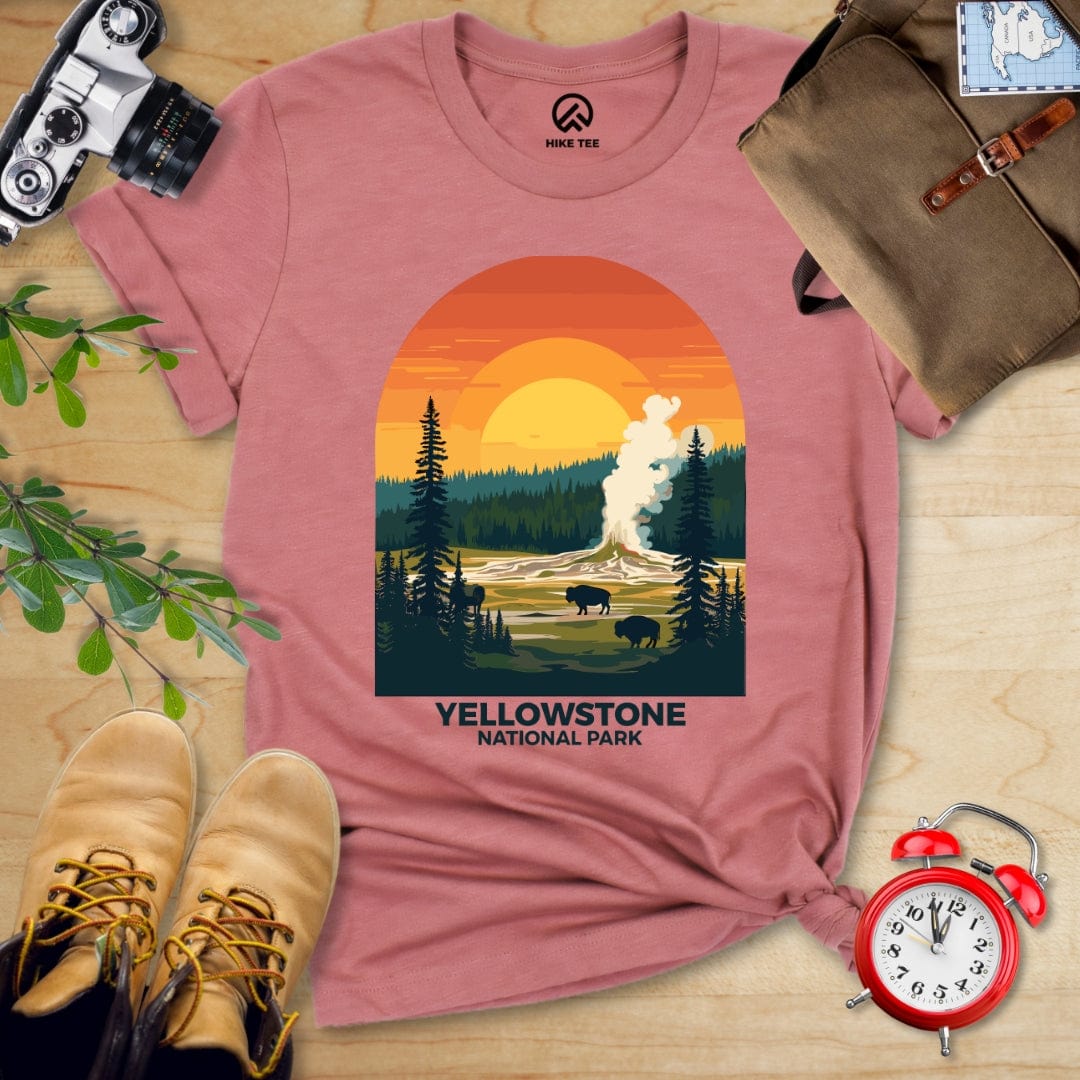 Hike Tee T-Shirt Heather Mauve / S Yellowstone National Park Shirt