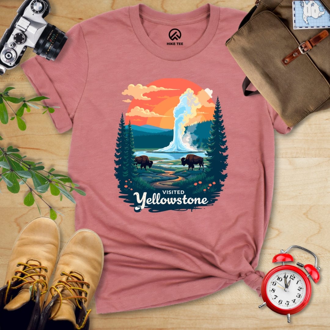 Hike Tee T-Shirt Heather Mauve / S Yellowstone National Park Shirt