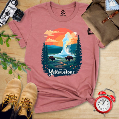 Hike Tee T-Shirt Heather Mauve / S Yellowstone National Park Shirt