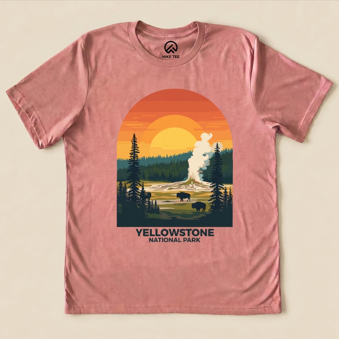Hike Tee T-Shirt Heather Mauve / S Yellowstone National Park Shirt