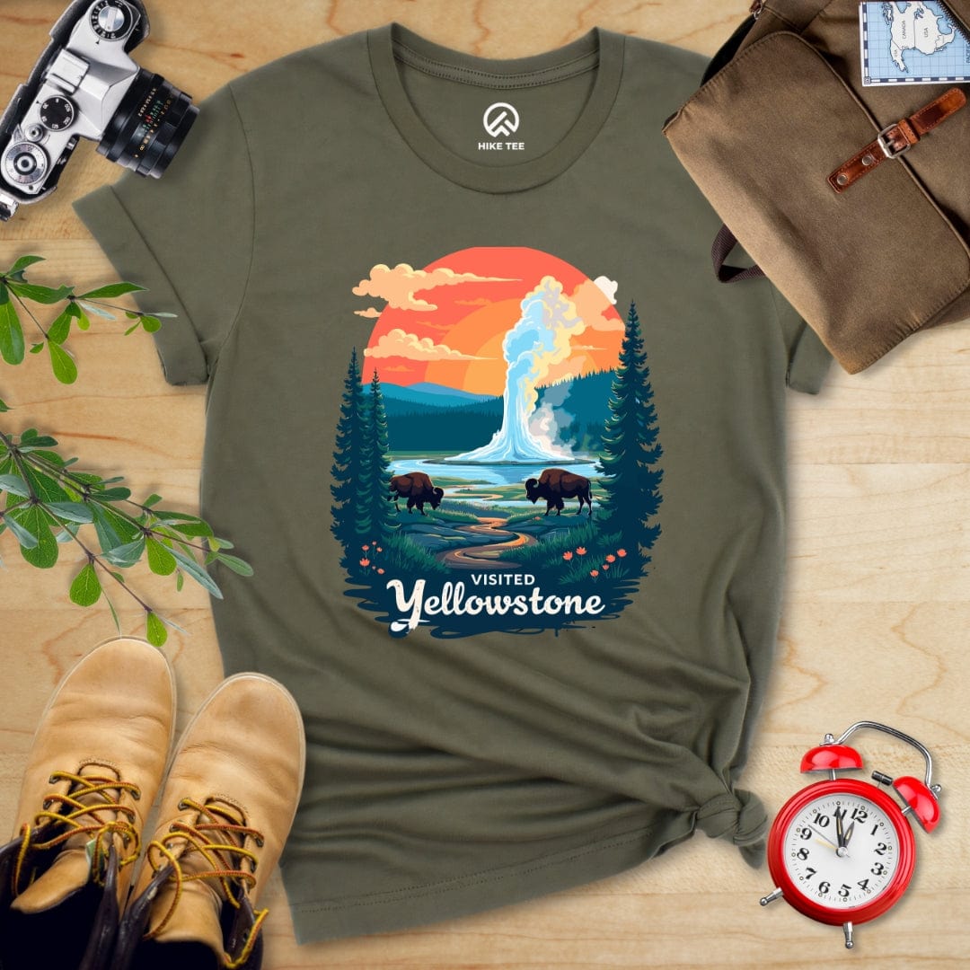 Hike Tee T-Shirt Military Green / S Yellowstone National Park Shirt