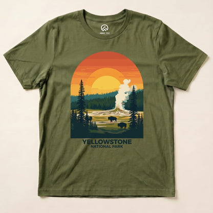 Hike Tee T-Shirt Military Green / S Yellowstone National Park Shirt