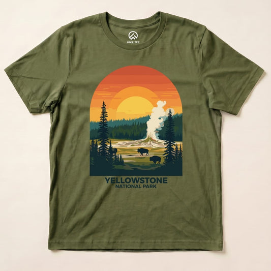 Hike Tee T-Shirt Military Green / S Yellowstone National Park Shirt