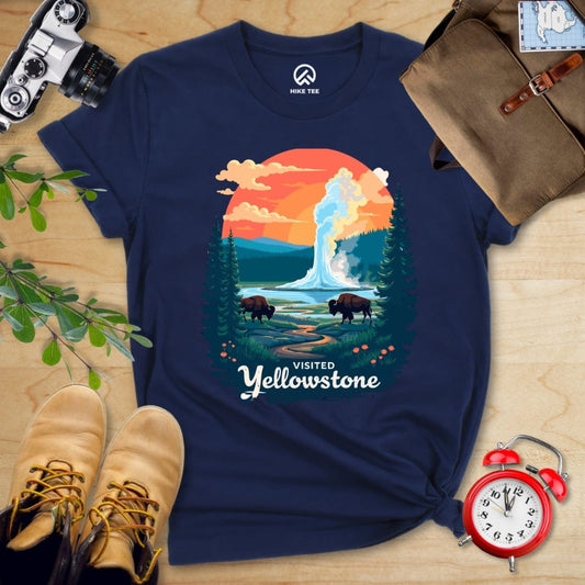Hike Tee T-Shirt Navy / S Yellowstone National Park Shirt