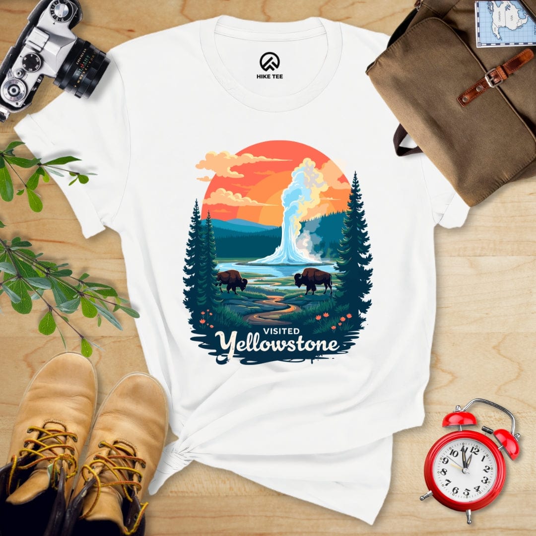 Hike Tee T-Shirt White / S Yellowstone National Park Shirt