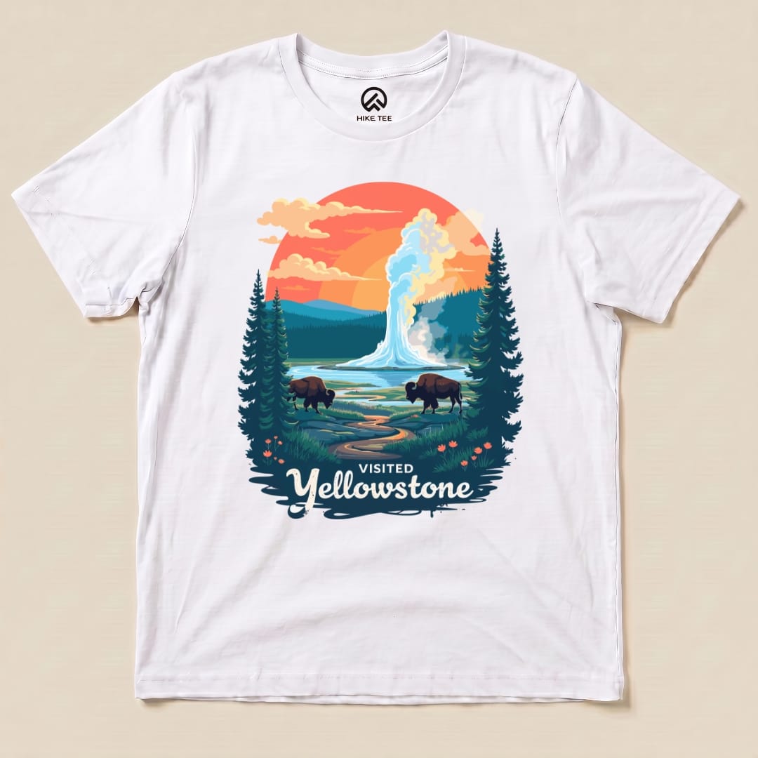 Hike Tee T-Shirt White / S Yellowstone National Park Shirt
