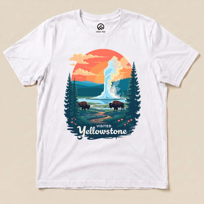 Hike Tee T-Shirt White / S Yellowstone National Park Shirt