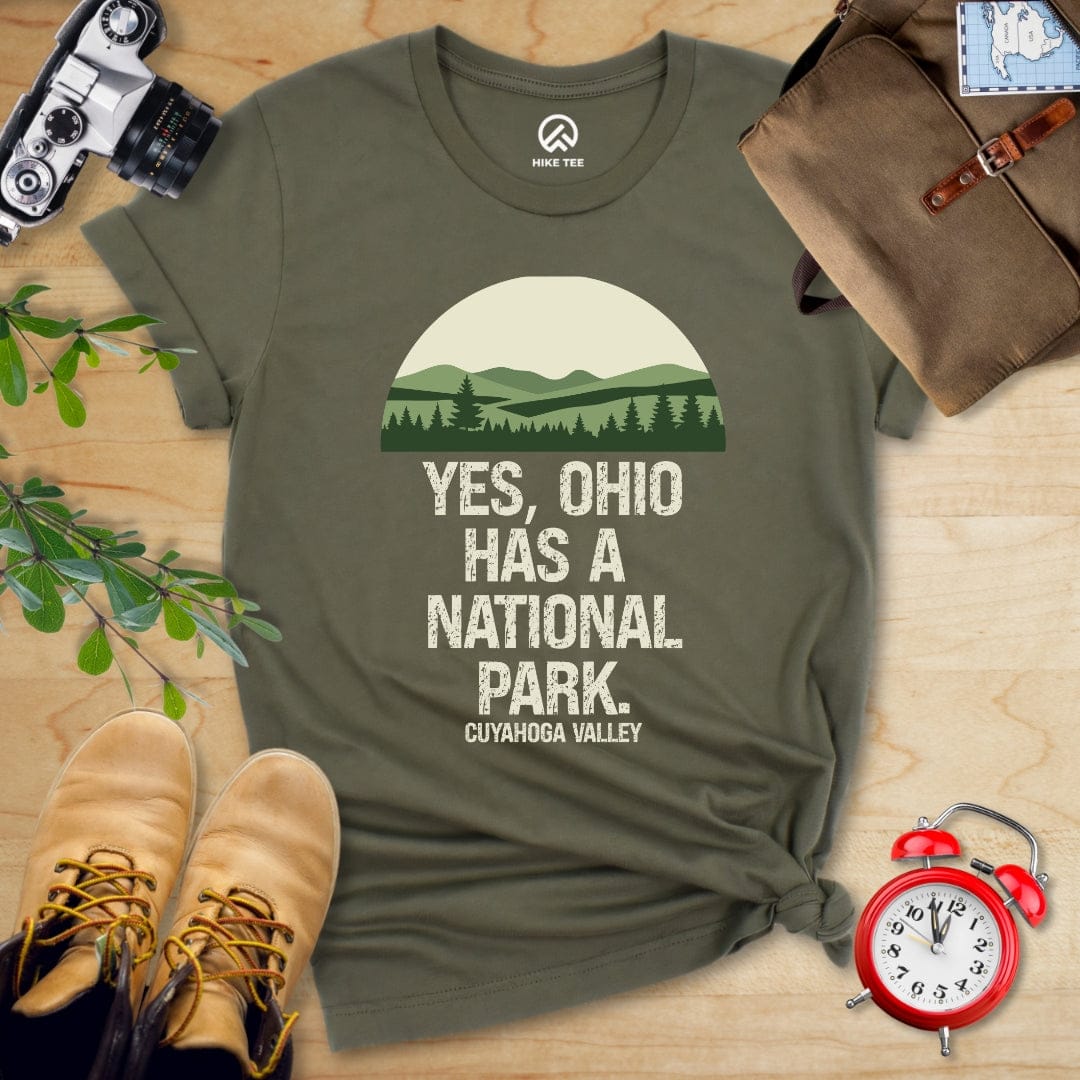 Hike Tee T-Shirt Military Green / S Yes, Cuyahoga Valley National Park Shirt