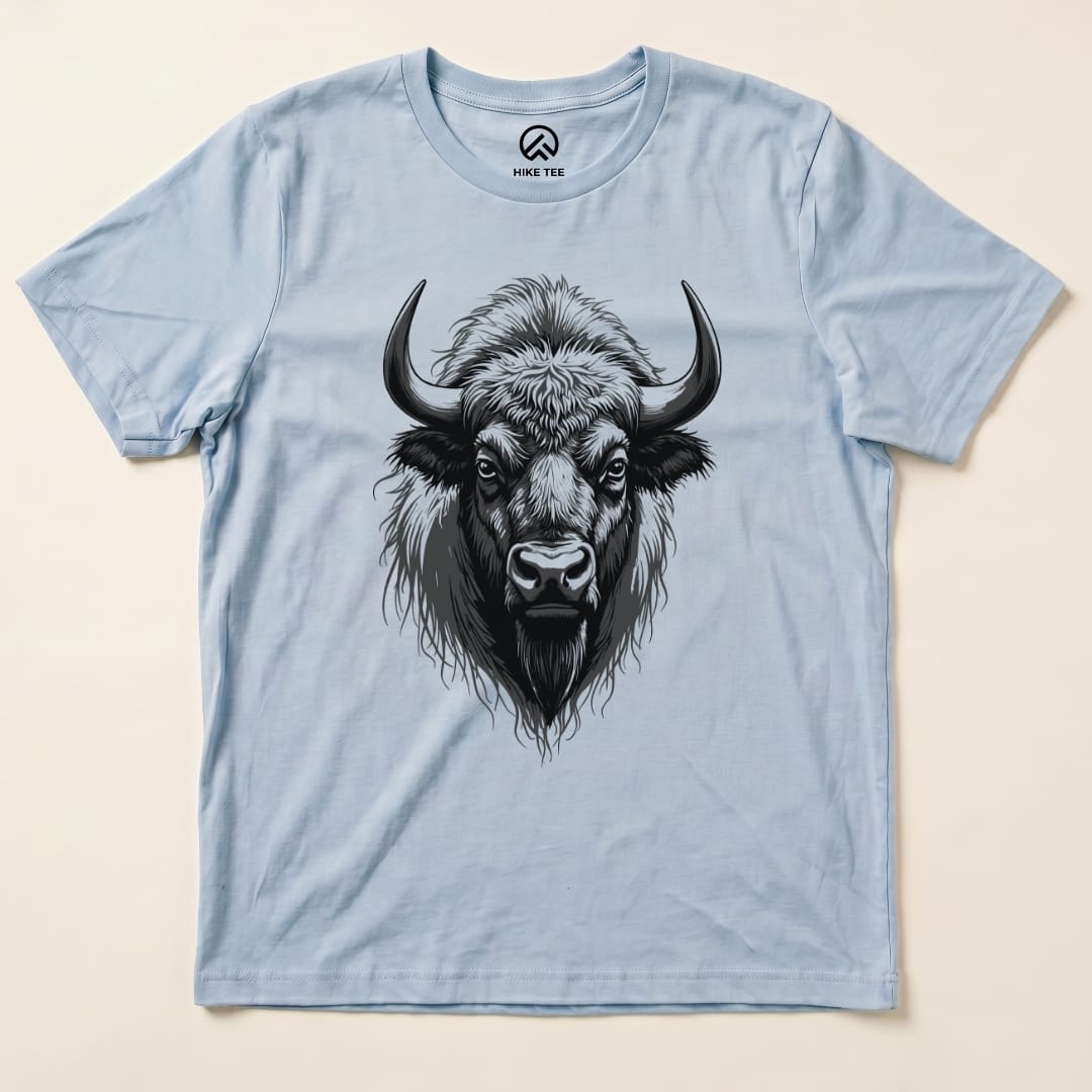 Yosemite Bison Shirt Hike Tee T-Shirt Baby Blue / S