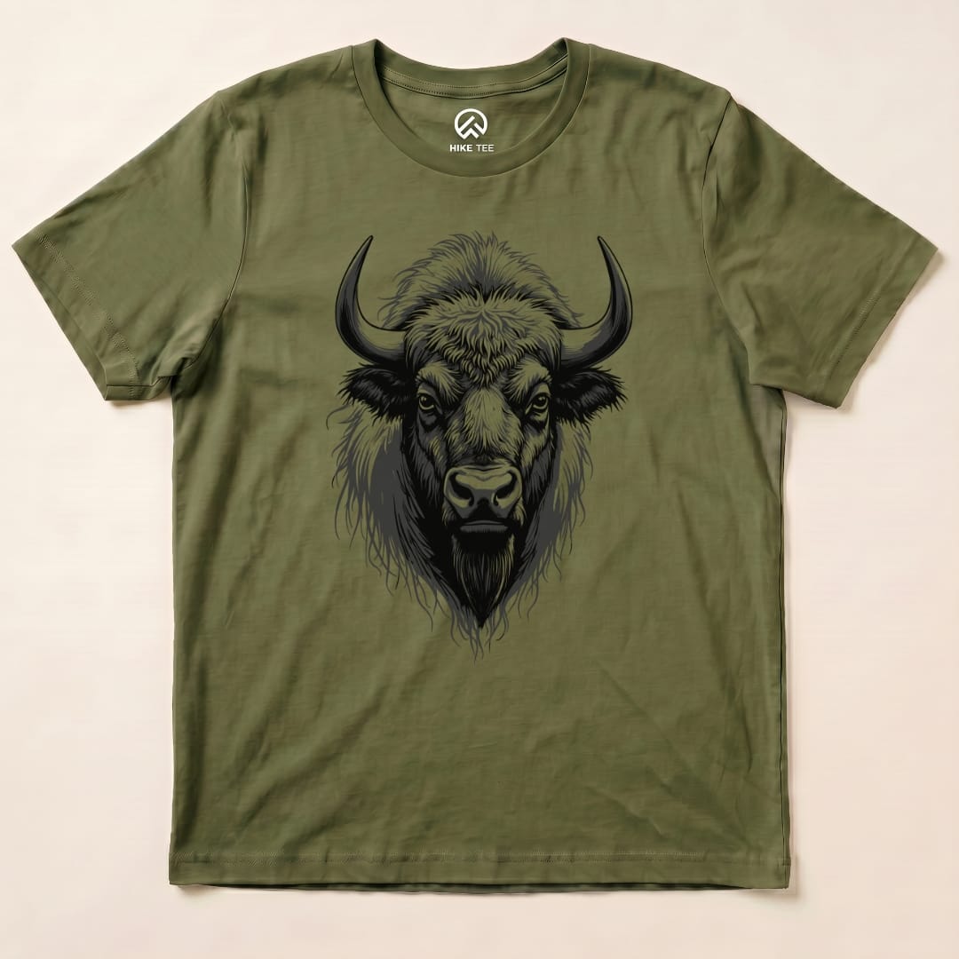 Yosemite Bison Shirt Hike Tee T-Shirt Military Green / S