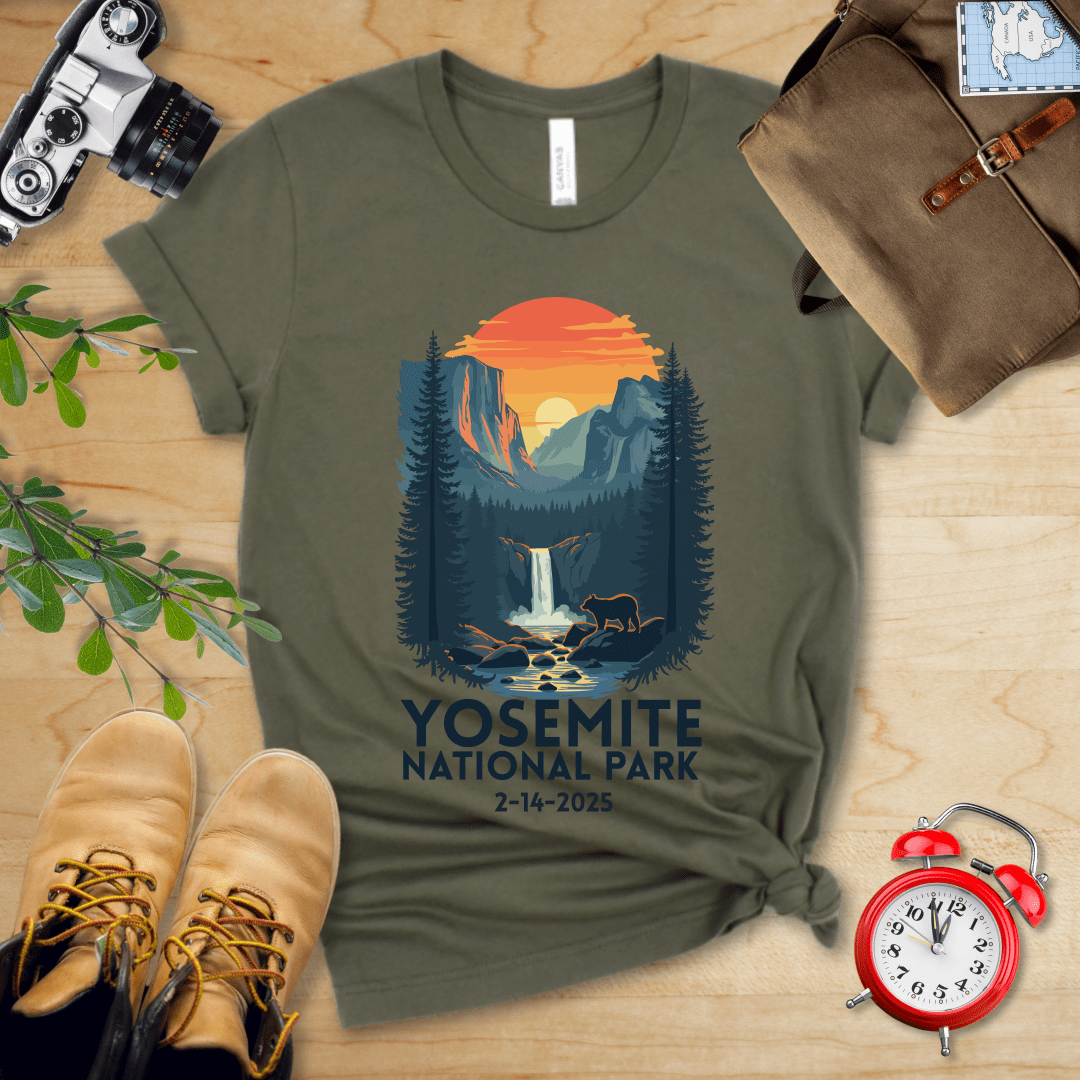 AnywherePOD T-Shirt Military Green / S Yosemite National Park Shirt + Personalization