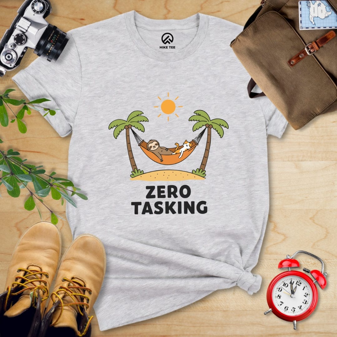 Hike Tee T-Shirt Athletic Heather / S Zero Tasking Sloth And Cat Shirt