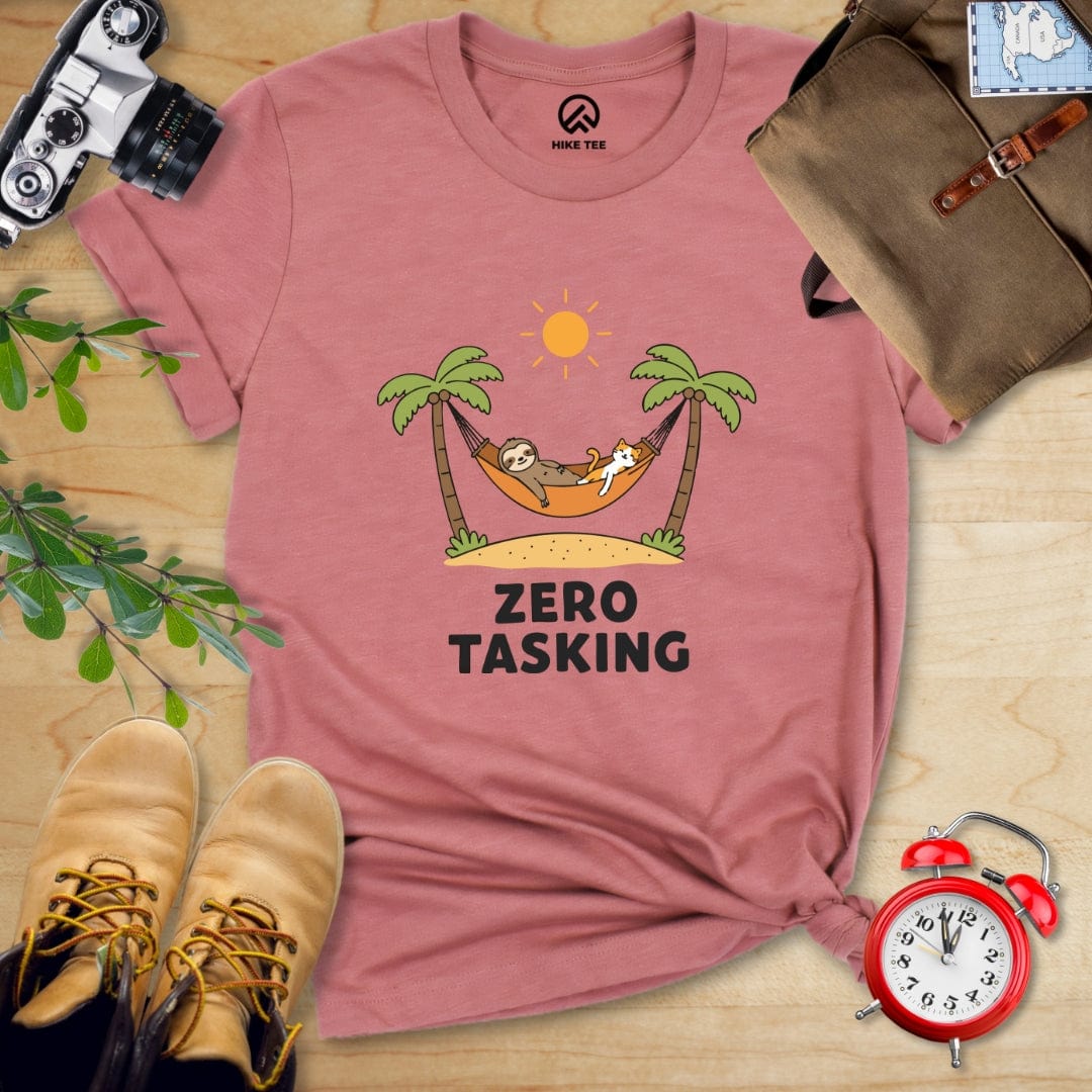 Hike Tee T-Shirt Heather Mauve / S Zero Tasking Sloth And Cat Shirt