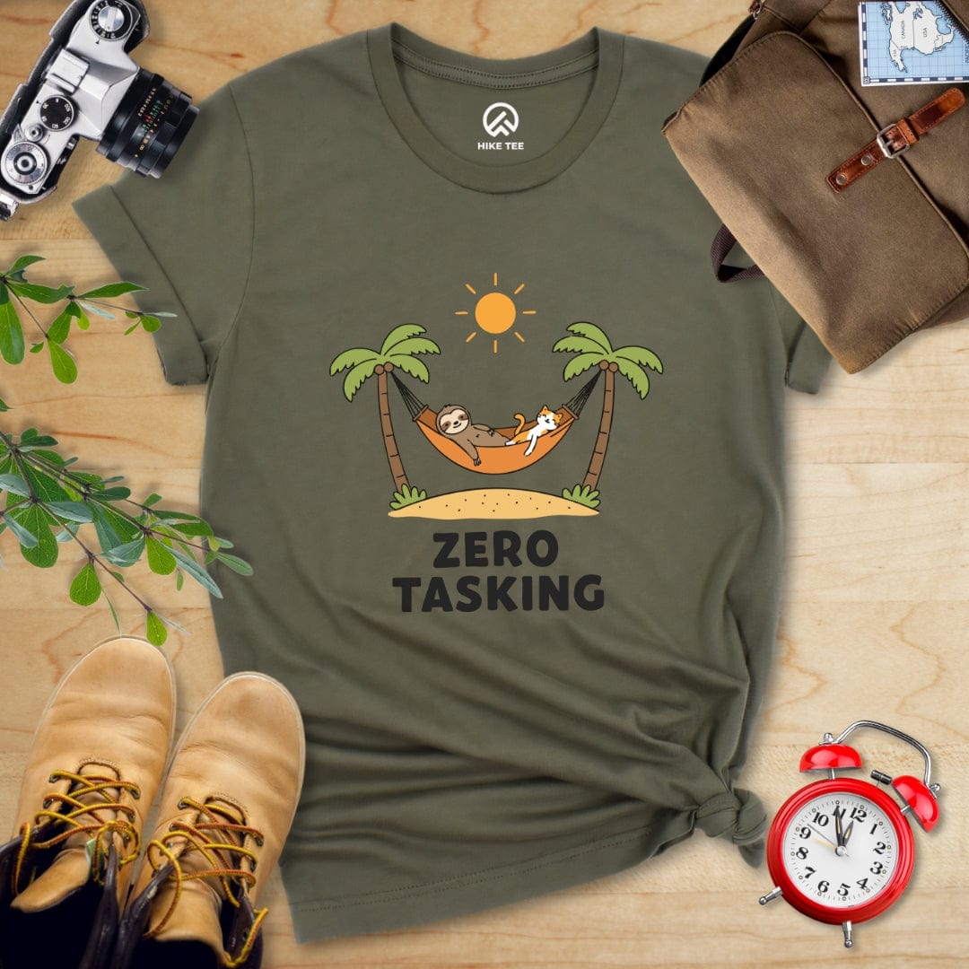 Hike Tee T-Shirt Military Green / S Zero Tasking Sloth And Cat Shirt