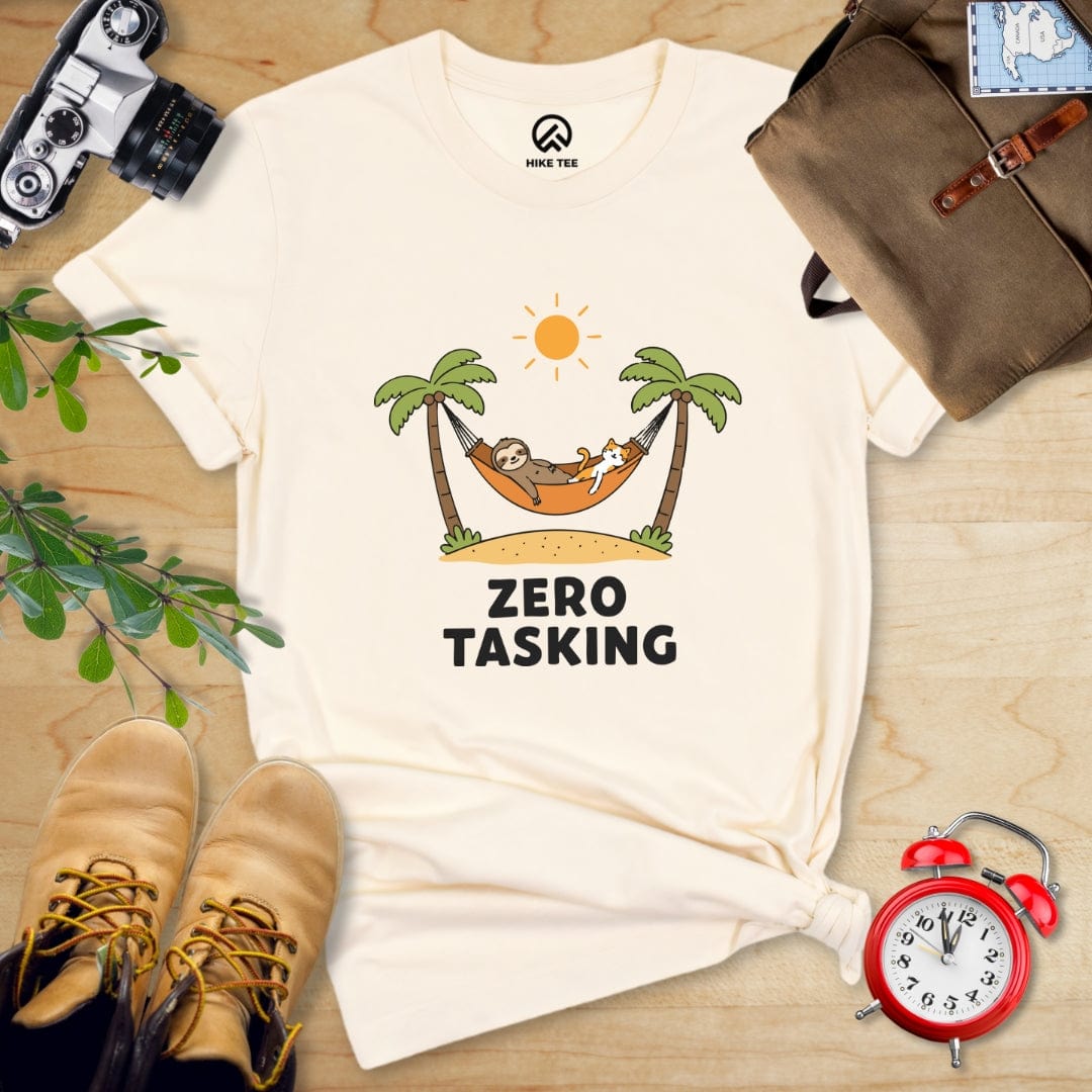 Hike Tee T-Shirt Natural / S Zero Tasking Sloth And Cat Shirt