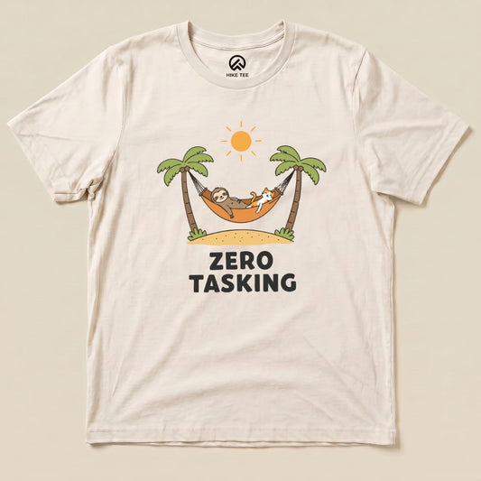 Hike Tee T-Shirt Natural / S Zero Tasking Sloth And Cat Shirt